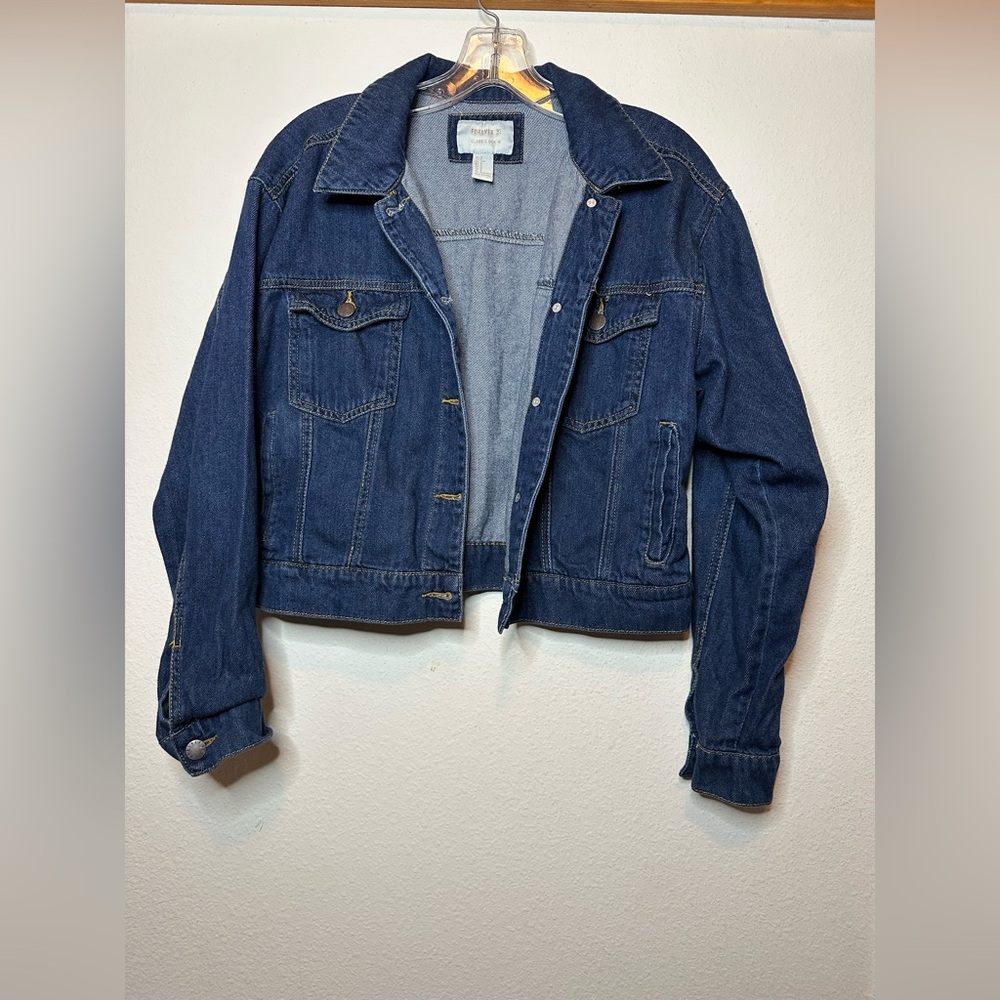 Forever 21, US size small, dark wash denim jacket.